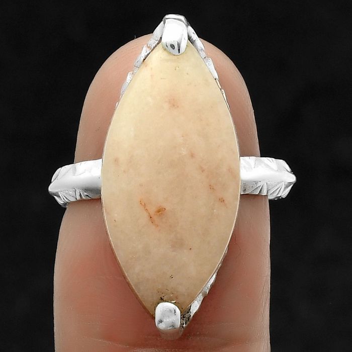 Natural Pink Scolecite Ring size-6.5 SDR174363 R-1089, 11x22 mm