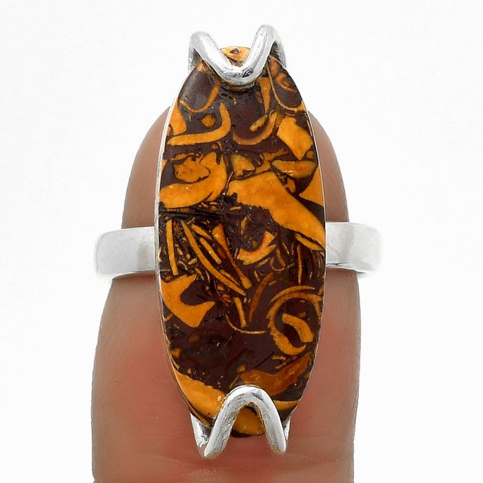 Coquina Fossil Jasper - India Ring size-6.5 SDR174369 R-1479, 11x25 mm