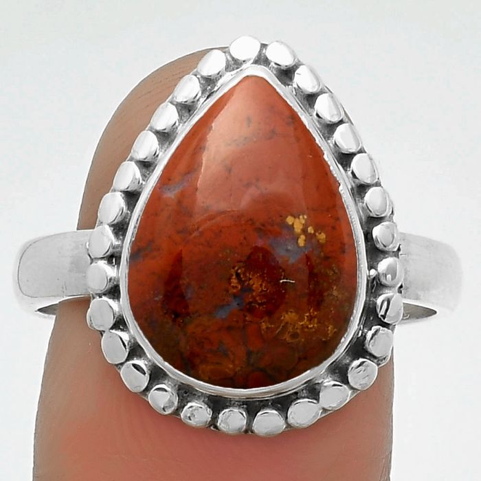 Natural Red Moss Agate Ring size-9.5 SDR174540 R-1071, 11x15 mm