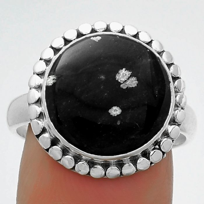 Natural Snow Flake Obsidian Ring size-9 SDR174545 R-1071, 14x14 mm