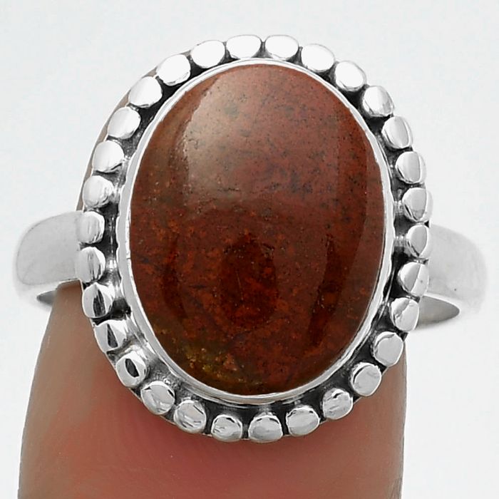 Natural Red Moss Agate Ring size-9 SDR174560 R-1071, 11x15 mm