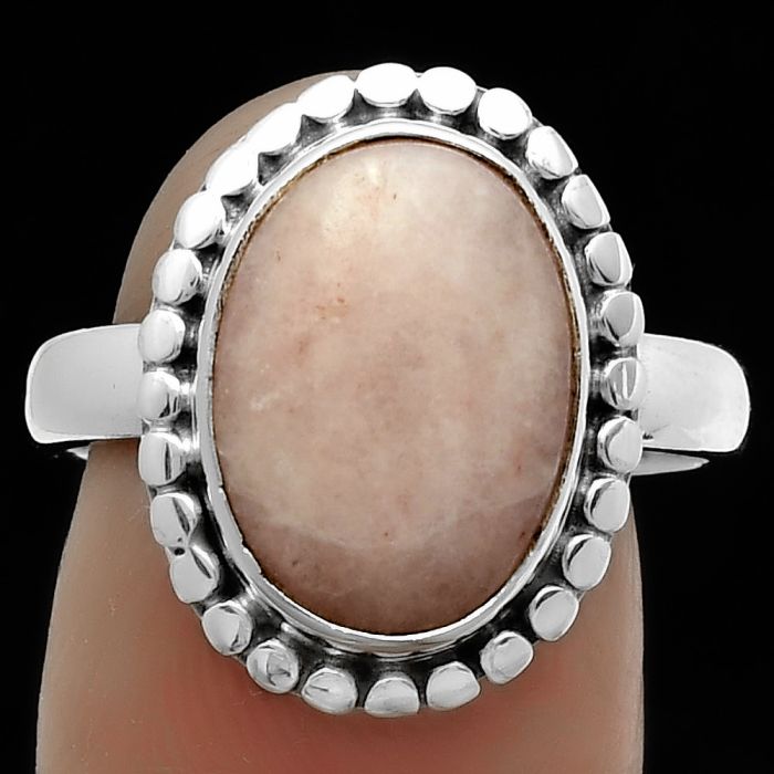 Natural Pink Scolecite Ring size-8.5 SDR174570 R-1071, 10x14 mm