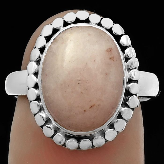 Natural Pink Scolecite Ring size-7 SDR174573 R-1071, 10x13 mm