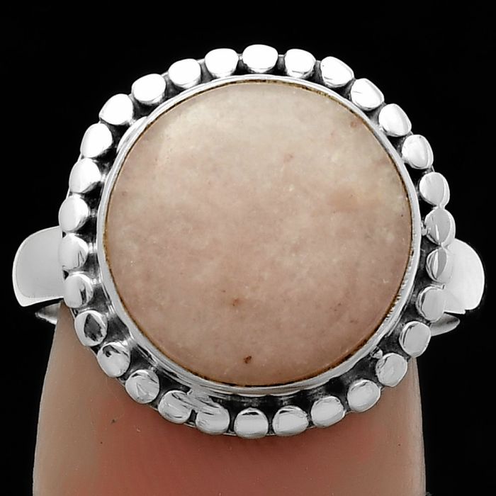 Natural Pink Scolecite Ring size-8.5 SDR174574 R-1071, 13x13 mm