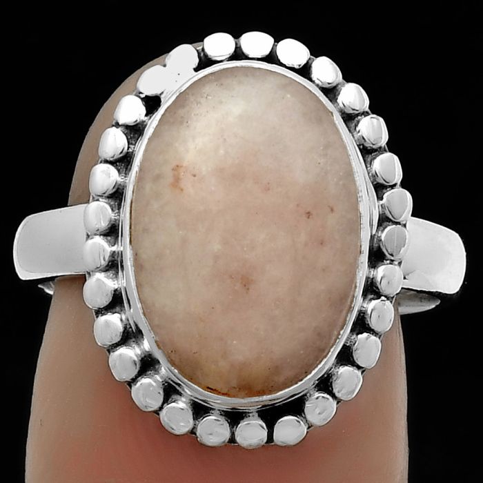 Natural Pink Scolecite Ring size-8 SDR174575 R-1071, 10x14 mm