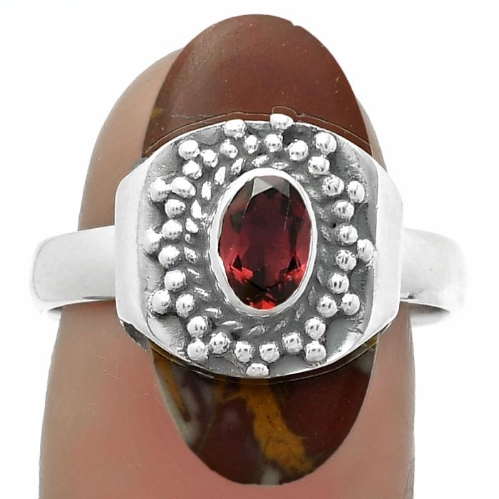 Natural Noreena Jasper & Garnet Ring size-8 SDR174668 R-1371, 11x21 mm