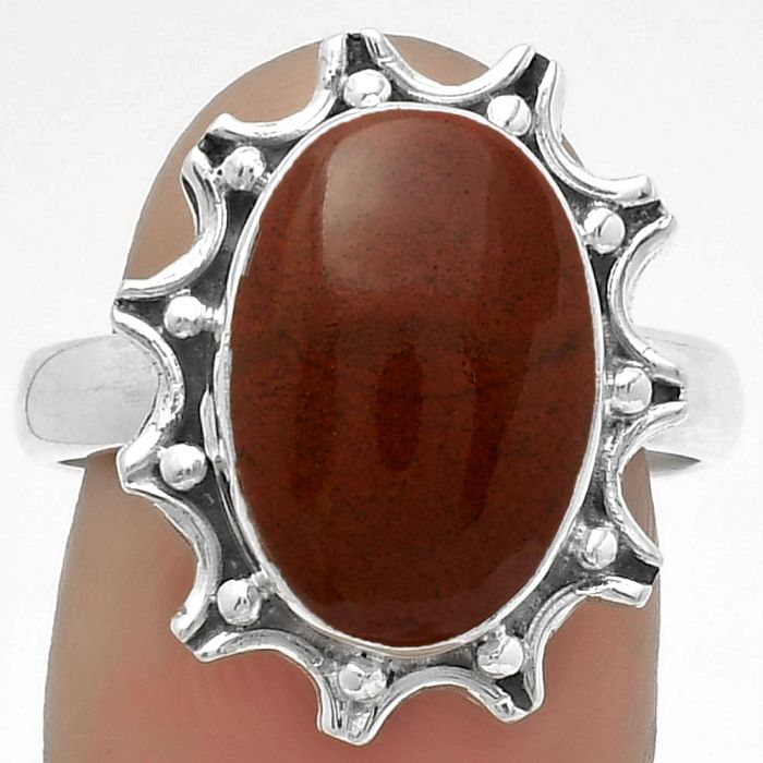 Natural Red Moss Agate Ring size-8 SDR174687 R-1189, 10x14 mm