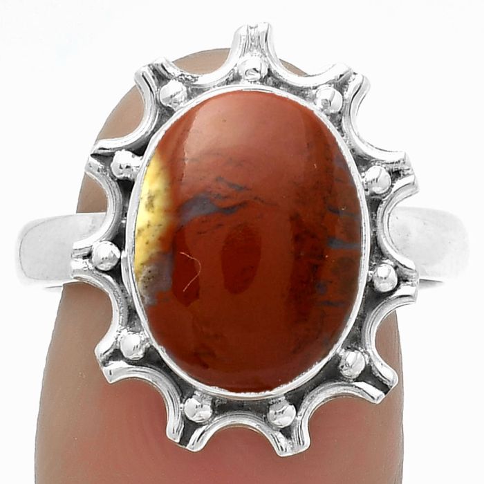 Natural Red Moss Agate Ring size-9 SDR174697 R-1189, 10x14 mm