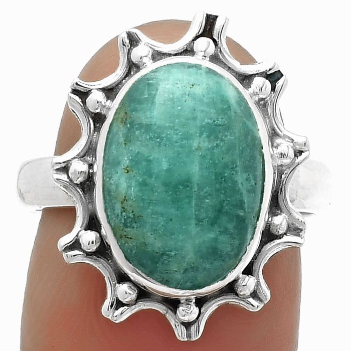 Natural Paraiba Amazonite Ring size-7.5 SDR174705 R-1189, 10x14 mm