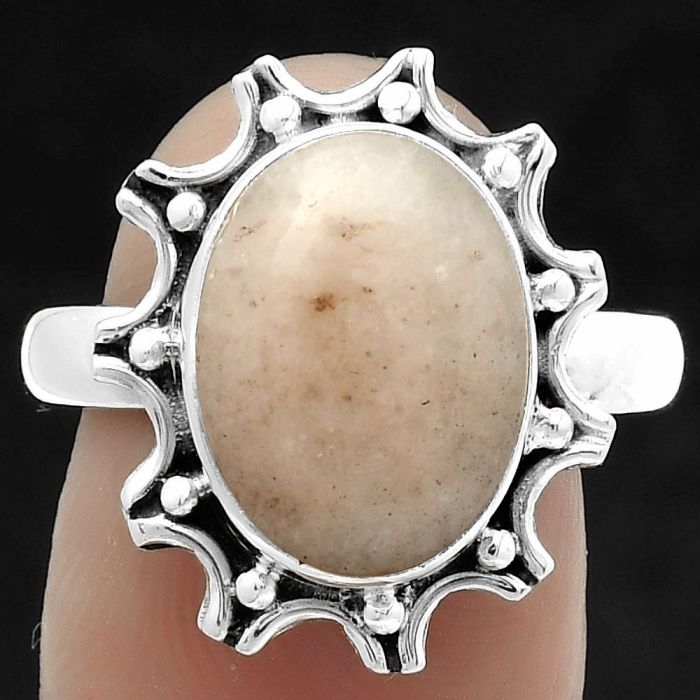 Natural Pink Scolecite Ring size-9 SDR174719 R-1189, 10x14 mm