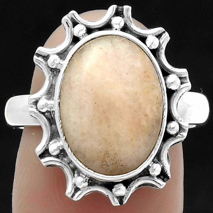 Natural Pink Scolecite Ring size-8.5 SDR174720 R-1189, 10x14 mm