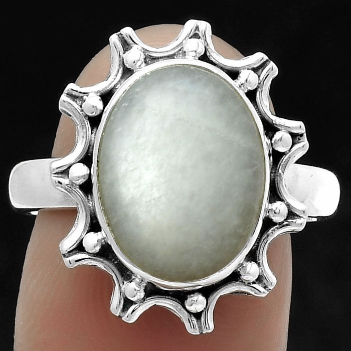 Natural Srilankan Moonstone Ring size-8.5 SDR174724 R-1189, 10x13 mm