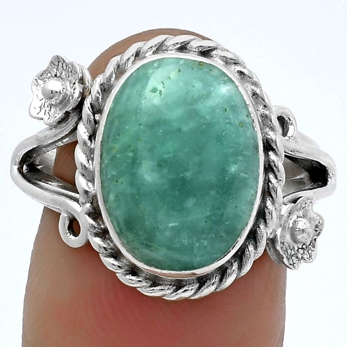 Natural Paraiba Amazonite Ring size-7.5 SDR174761 R-1345, 10x14 mm