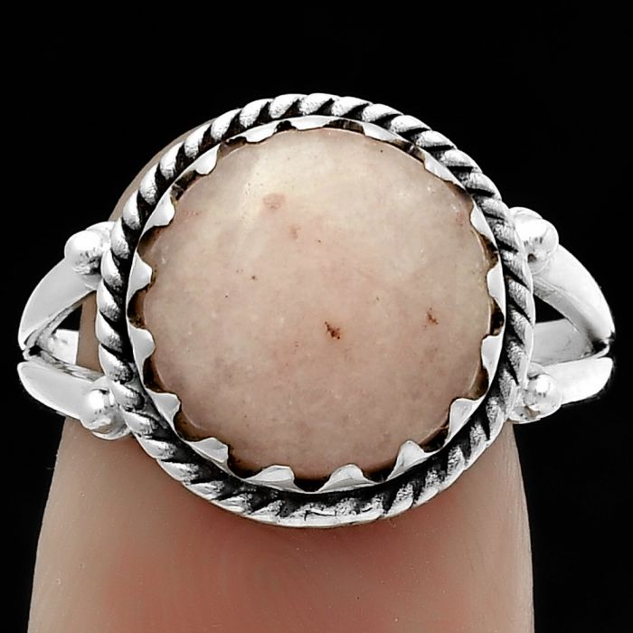 Natural Pink Scolecite Ring size-8.5 SDR174856 R-1474, 12x12 mm