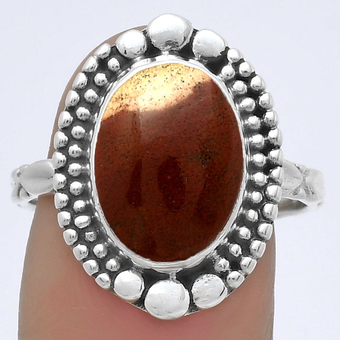 Natural Red Moss Agate Ring size-8.5 SDR174891 R-1154, 10x14 mm