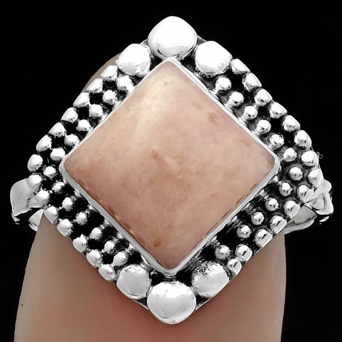 Natural Pink Scolecite Ring size-8.5 SDR174903 R-1154, 10x10 mm