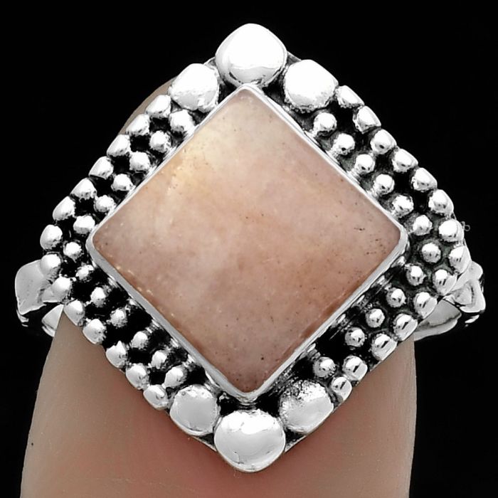 Natural Pink Scolecite Ring size-8.5 SDR174904 R-1154, 10x10 mm