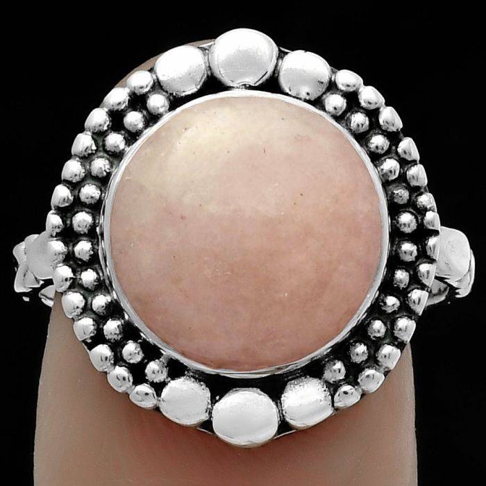 Natural Pink Scolecite Ring size-9 SDR174905 R-1154, 12x12 mm