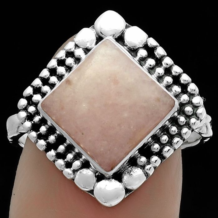 Natural Pink Scolecite Ring size-8.5 SDR174906 R-1154, 10x10 mm