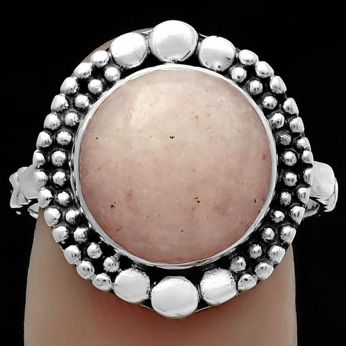 Natural Pink Scolecite Ring size-8 SDR174907 R-1154, 12x12 mm