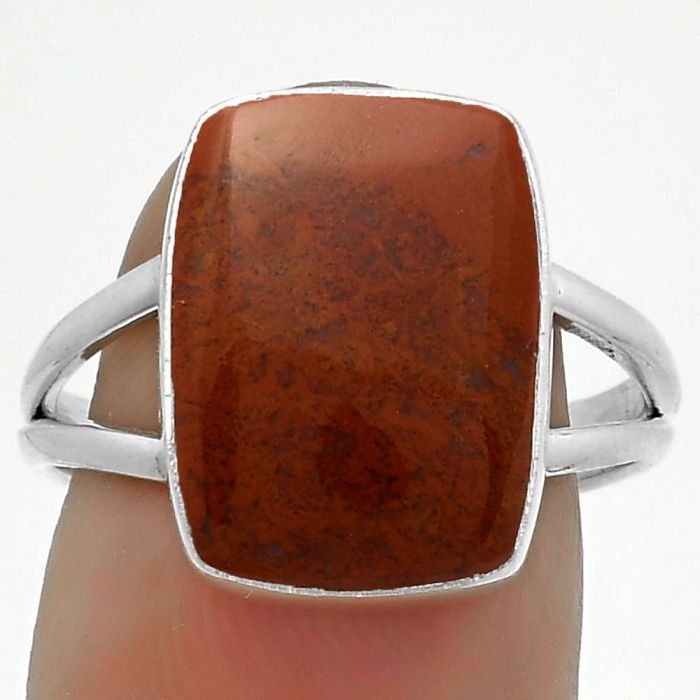 Natural Red Moss Agate Ring size-8.5 SDR174913 R-1002, 11x15 mm