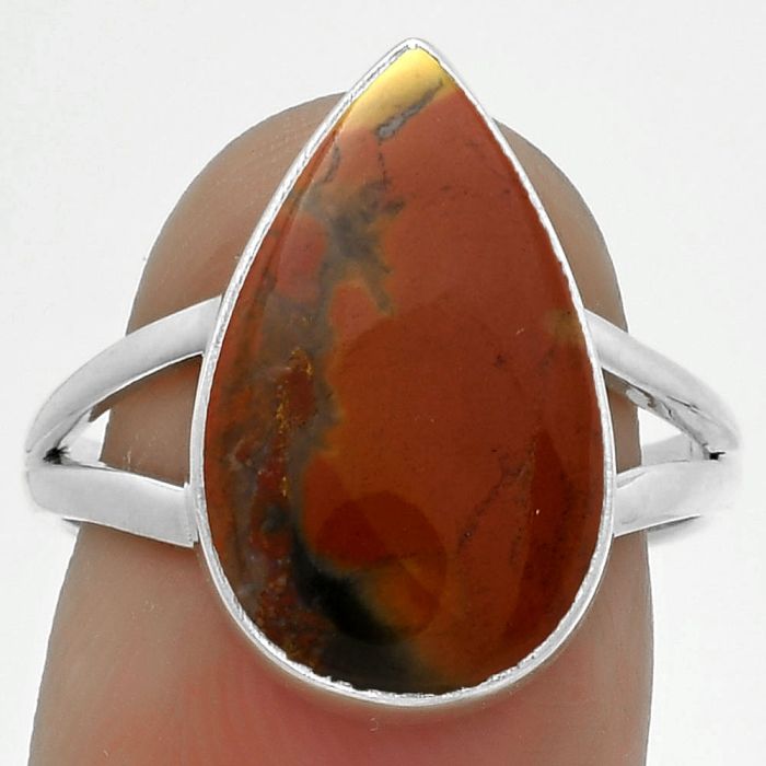 Natural Red Moss Agate Ring size-8 SDR174949 R-1002, 11x18 mm