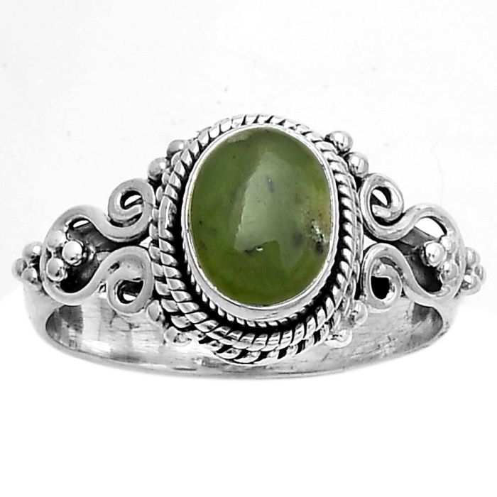 Natural Chrome Chalcedony Ring size-7 SDR174985 R-1345, 6x8 mm