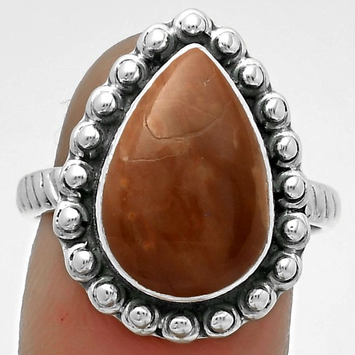 Natural Red Moss Agate Ring size-8 SDR175013 R-1124, 10x15 mm