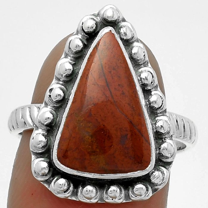 Natural Red Moss Agate Ring size-8 SDR175026 R-1124, 10x15 mm