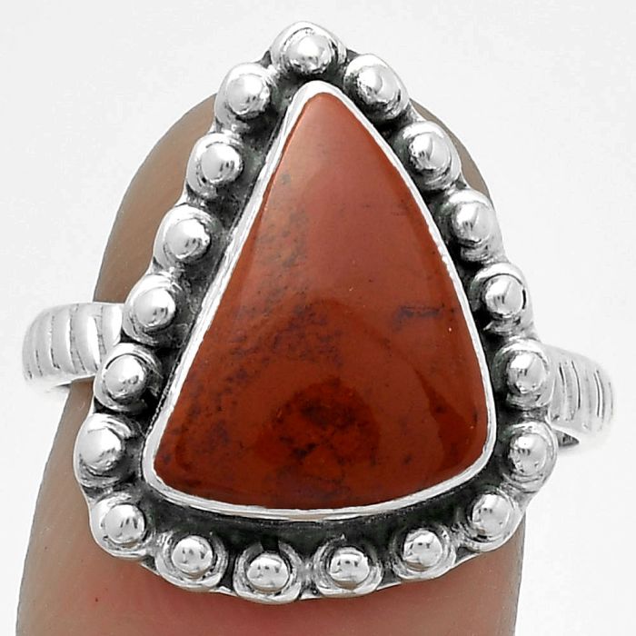 Natural Red Moss Agate Ring size-8 SDR175031 R-1124, 10x14 mm