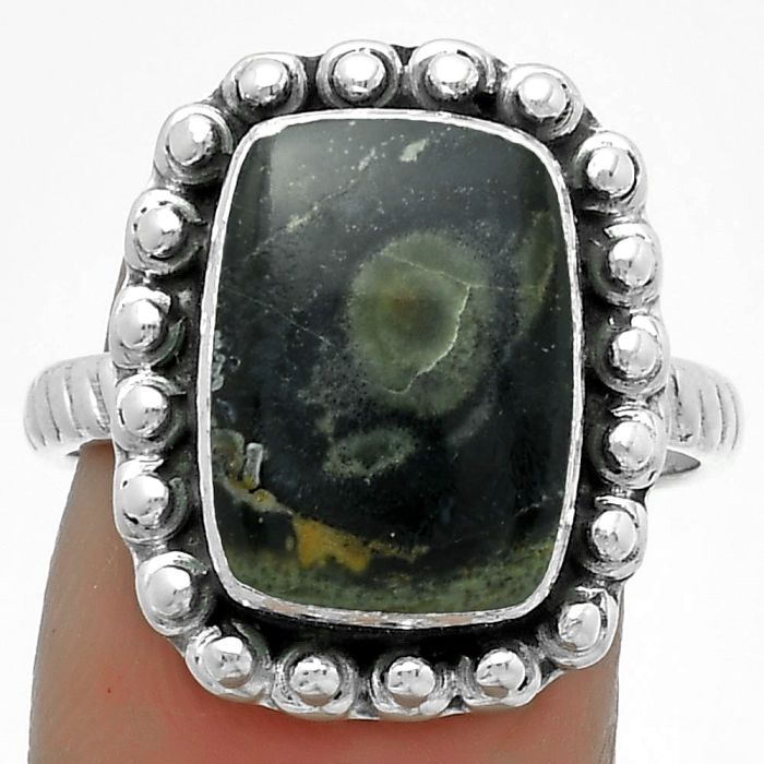 Natural Star Galaxy Jasper Ring size-8.5 SDR175035 R-1124, 10x14 mm