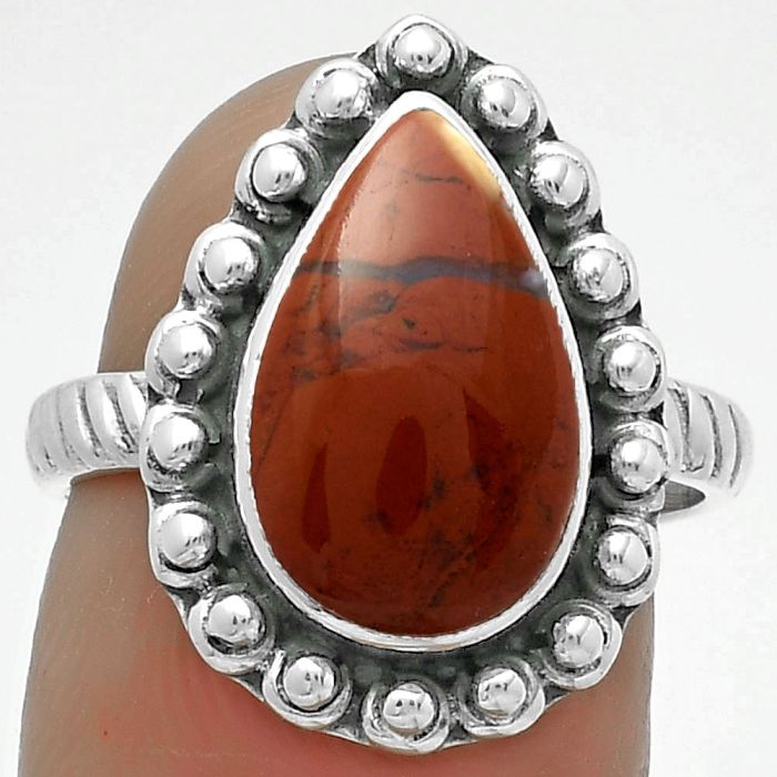 Natural Red Moss Agate Ring size-7 SDR175045 R-1124, 9x14 mm