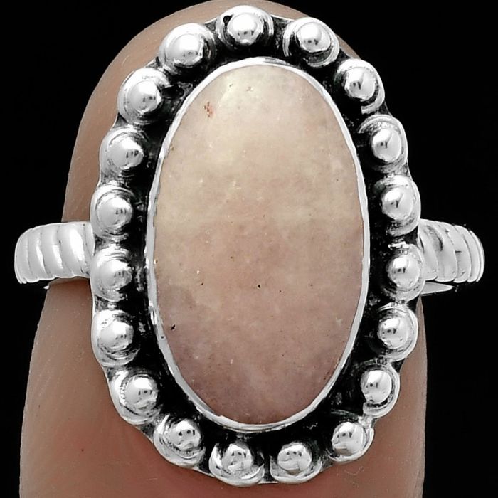 Natural Pink Scolecite Ring size-7.5 SDR175057 R-1124, 8x15 mm