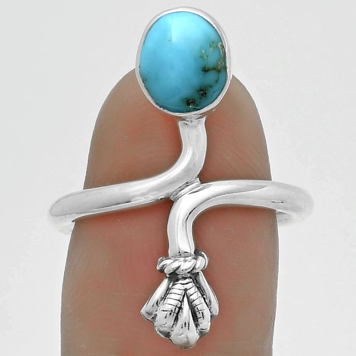 Natural Kingman Turquoise 925 Sterling Silver Ring s.7 Jewelry R-1482, 6x8 mm