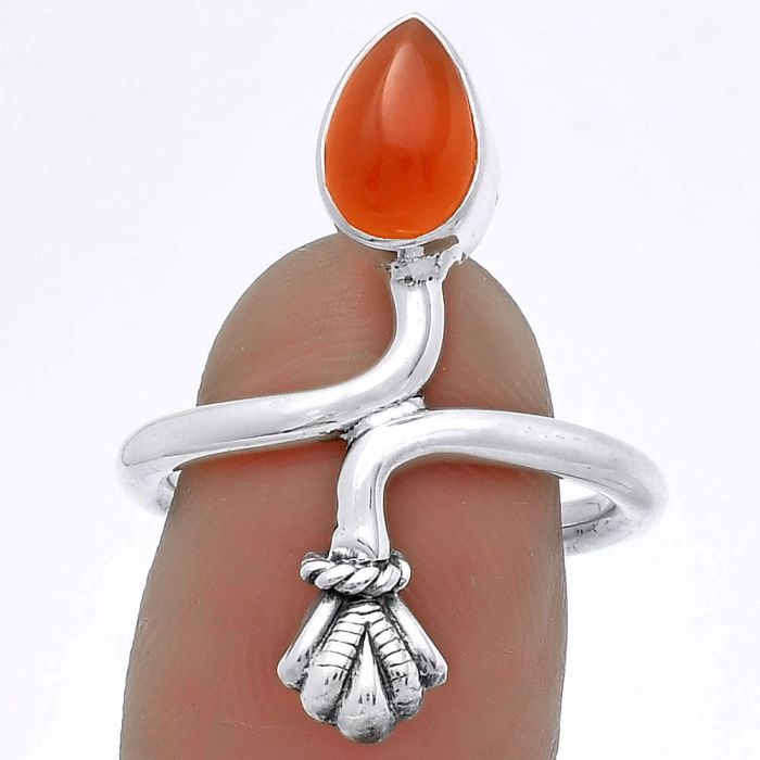 Natural Carnelian Ring size-7 SDR175096 R-1482, 6x9 mm