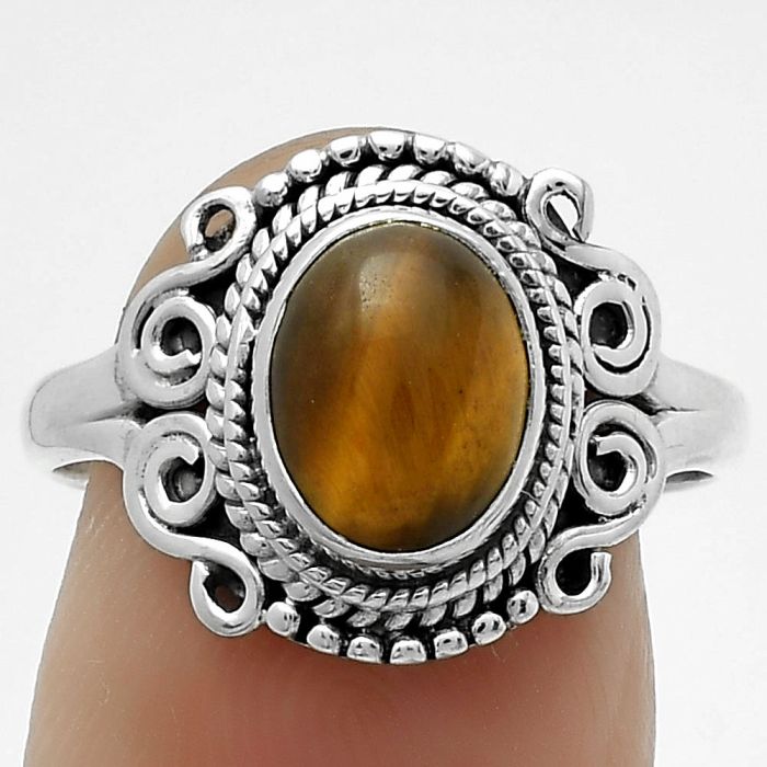 Natural Tiger Eye - Africa Ring size-8 SDR175188 R-1282, 7x9 mm