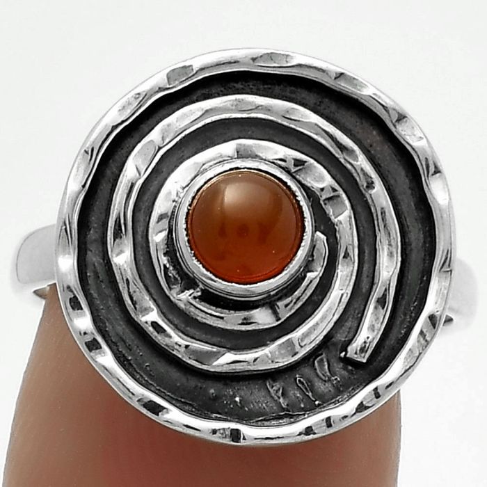 Spiral - Natural Carnelian Ring size-8 SDR175304 R-1361, 5x5 mm