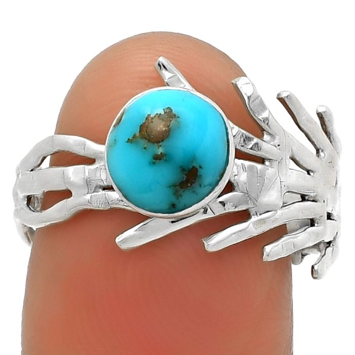 Natural Kingman Turquoise 925 Sterling Silver Ring s.8 Jewelry R-1401, 7x7 mm