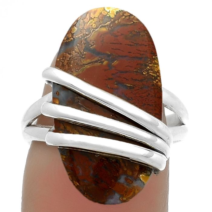 Natural Red Moss Agate Ring size-7.5 SDR175510 R-1444, 13x23 mm