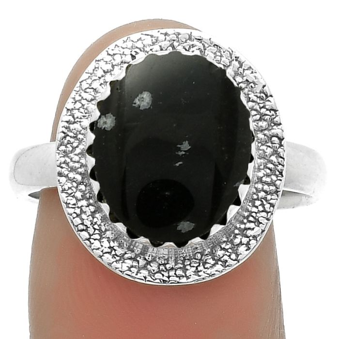 Natural Snow Flake Obsidian Ring size-9 SDR175524 R-1649, 10x12 mm