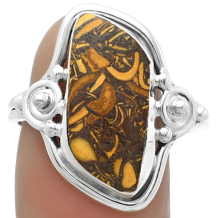 Coquina Fossil Jasper - India Ring size-9.5 SDR175531 R-1315, 9x20 mm