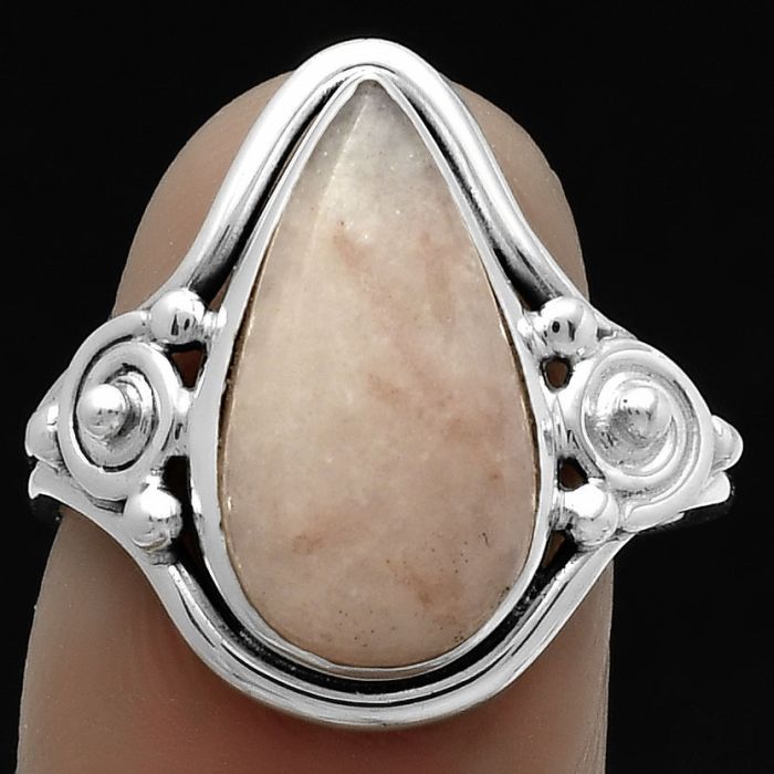 Natural Pink Scolecite Ring size-7.5 SDR175533 R-1315, 9x17 mm