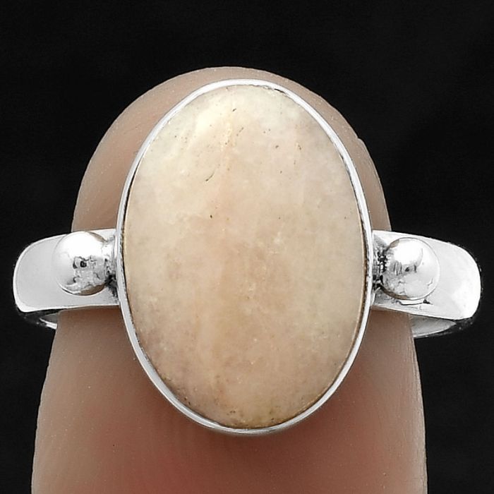 Natural Pink Scolecite Ring size-8 SDR175535 R-1715, 10x14 mm