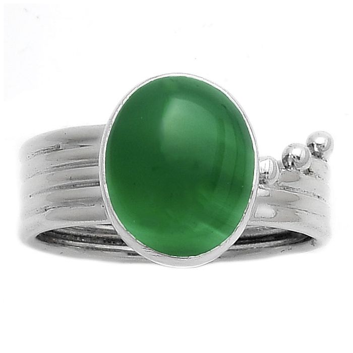 Natural Green Onyx Ring size-8 SDR175540 R-1492, 10x12 mm