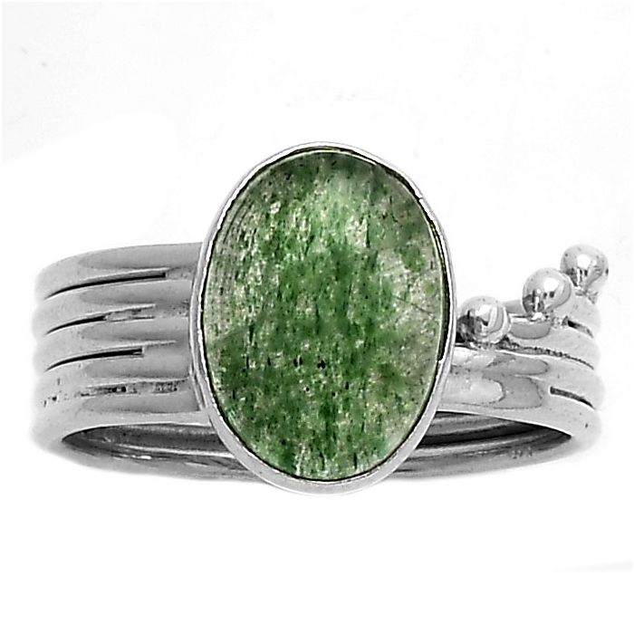 Natural Green Aventurine Ring size-9 SDR175542 R-1492, 9x12 mm