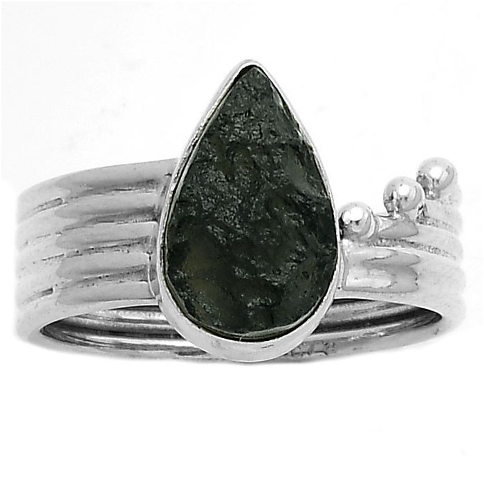 Natural Tektite Rough - Greek Ring size-8.5 SDR175581 R-1492, 8x13 mm