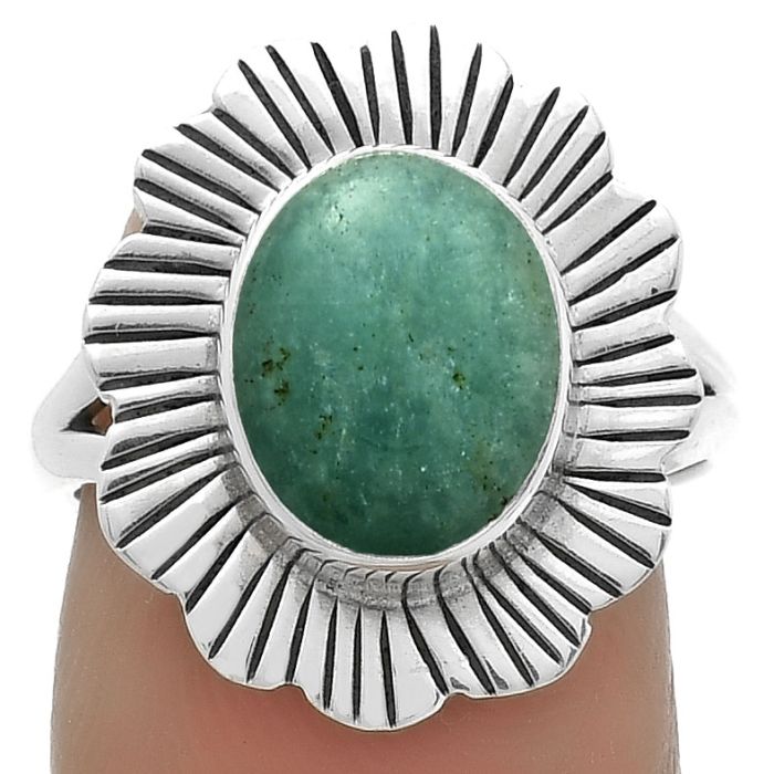 Natural Paraiba Amazonite Ring size-7 SDR175600 R-1086, 9x11 mm