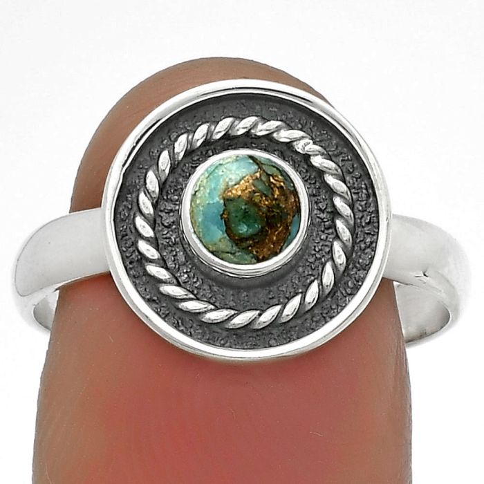 Copper Blue Turquoise - Arizona Ring size-8.5 SDR175696 R-1439, 5x5 mm