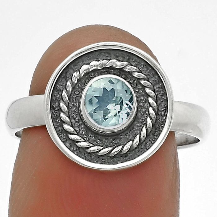 Natural Sky Blue Topaz Ring size-9 SDR175717 R-1439, 5x5 mm