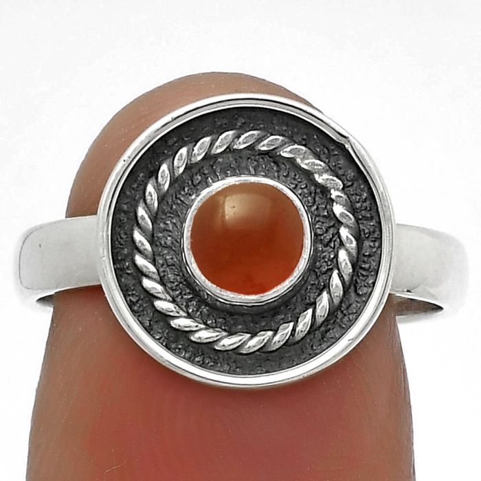 Natural Carnelian Ring size-7 SDR175728 R-1439, 5x5 mm